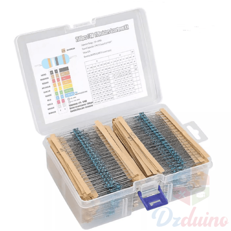 130 Values 2600pcs Resistor Kit 1 Ohm-10M Ohm 1/4w