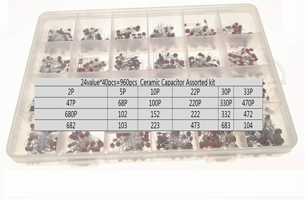 960Pcs/Lot 2PF-0.1UF 50V 24Value*40Pcs Kit d’assortiment de condensateurs en céramique