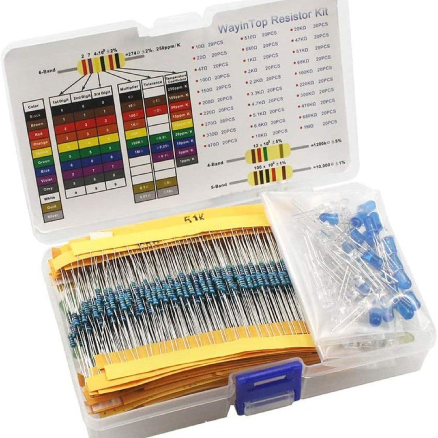 800pcs Resistor kit +5MM LED