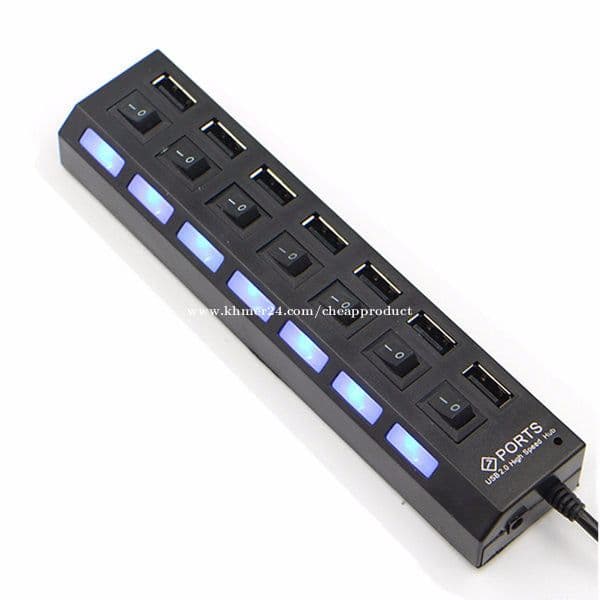 7 منفذ USB 3.0 عالي السرعة + مفتاح تشغيل / إيقاف