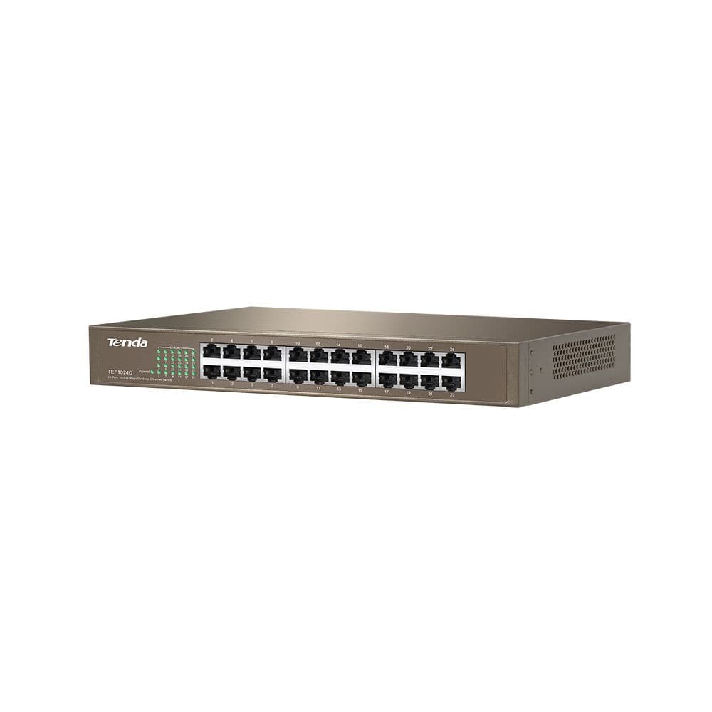 محول Tenda 24 منفذ TEF1024D إيثرنت بسرعة 10/100 ميجابت في الثانية