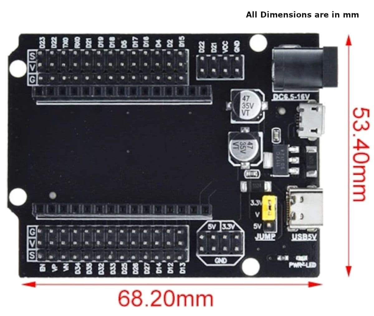 Carte d'extension de bouclier ESP32  30Broches