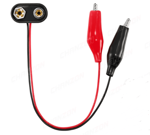 9V Battery Power Connector Snap to Dual Large Alligator 45mm