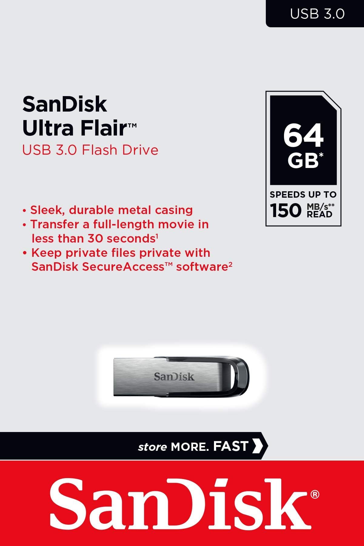 قرص فلاش سانديسك الترا فلاير 64 جيجا - USB 3.0
