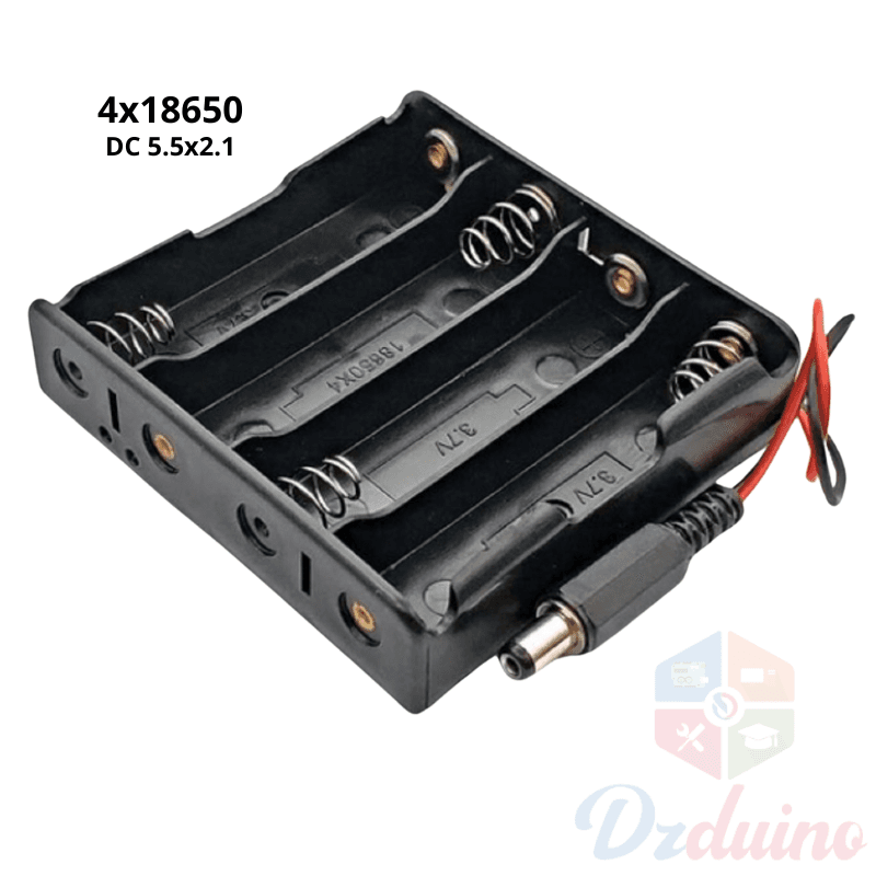 حامل بطارية 4x18650 مع موصل تيار مستمر