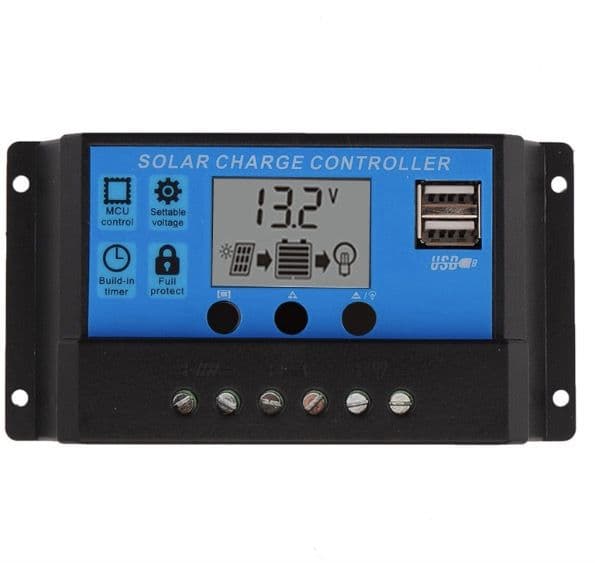 Contrôleur de charge de  panneau solaire  PWM 30A double USB 12V 24V