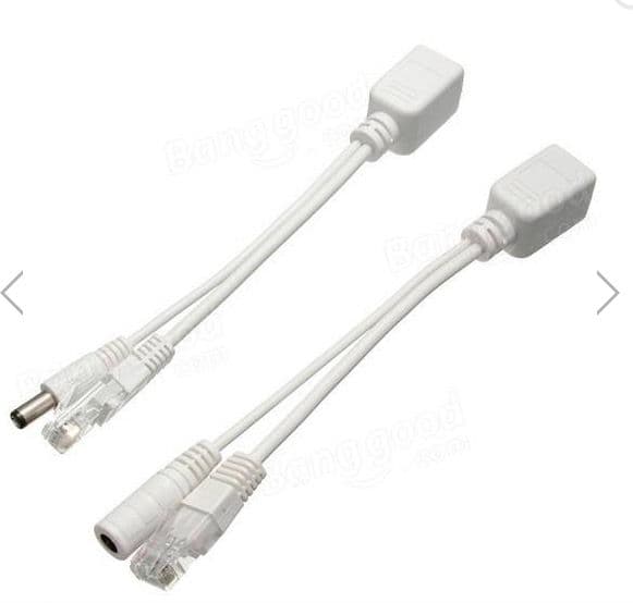 Power Over Ethernet Passive POE Injector Splitter Kit White 