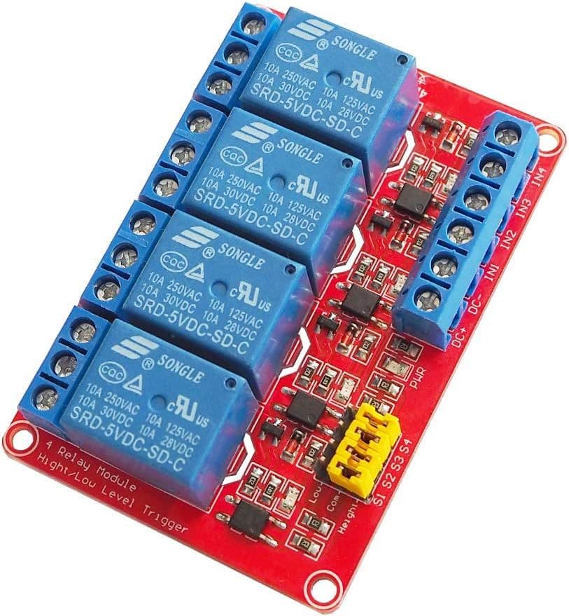5V 4 Module de relais de canal Déclenchement de haut / bas niveau avec optocoupleur