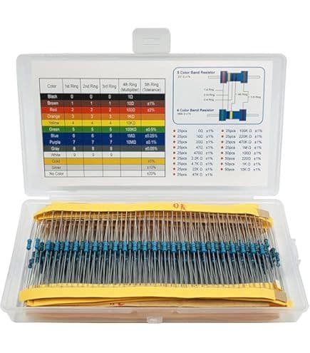 30 Values 1% Resistor Kit Assortment, 10 Ohm-1M Ohm (Pack of 600)