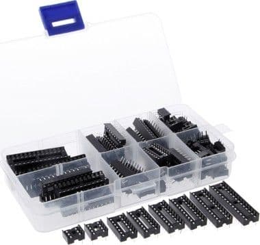 66Pcs DIP IC Sockets Adaptateur  6,8,14,16,18,20,24,28 Pin