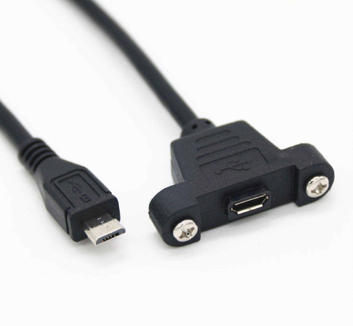 Micro USB 2.0 Male to Female Extension Cable 50cm With Screws Panel Mount Hole