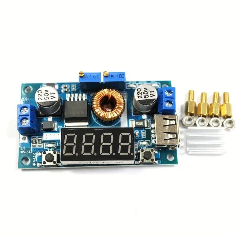 5A XL4015 DC-DC 5-36 فولت إلى 1.25-32 فولت تنحى مصدر طاقة قابل للتعديل مع الفولتميتر USB 