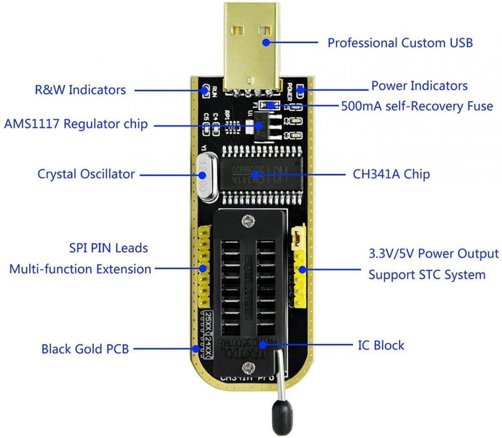Programmer USB TTL CH341CH341A 24 25 Series EEPROM Flash BIOS USB Programmer