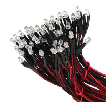 3mm Diode LED Précâblé blanc  3-12V  Avec 20 CM Cable — image 1