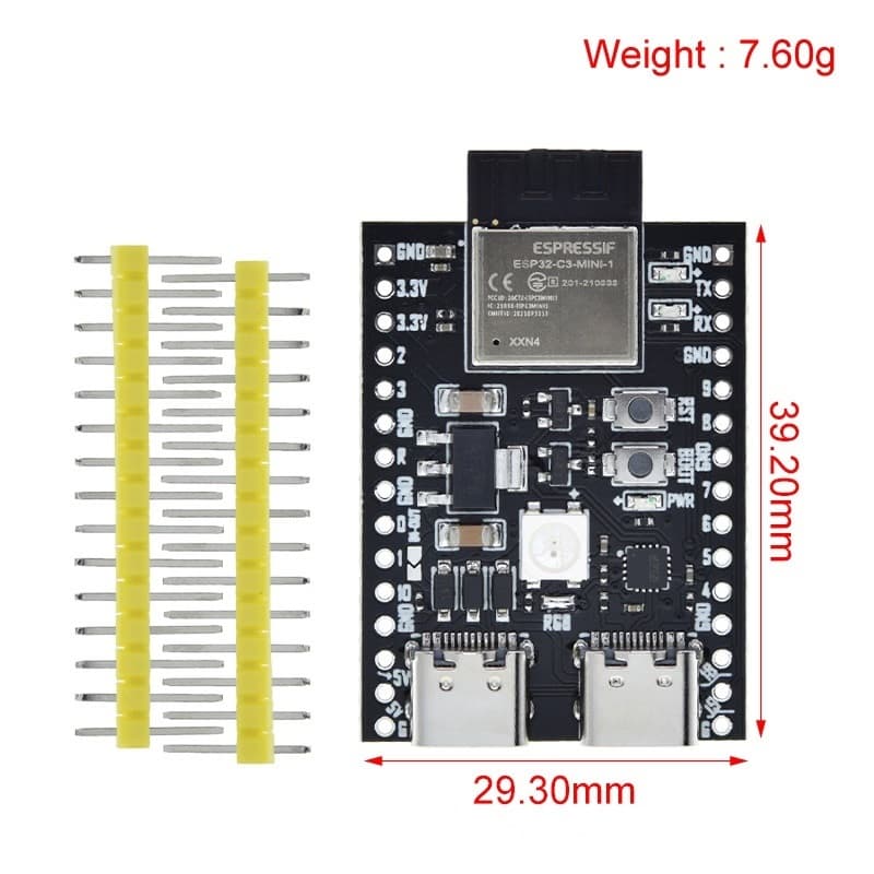 ESP32-C3-Mini-1 Dual Type-C USB Development Board 4Mbit Flash — image 1