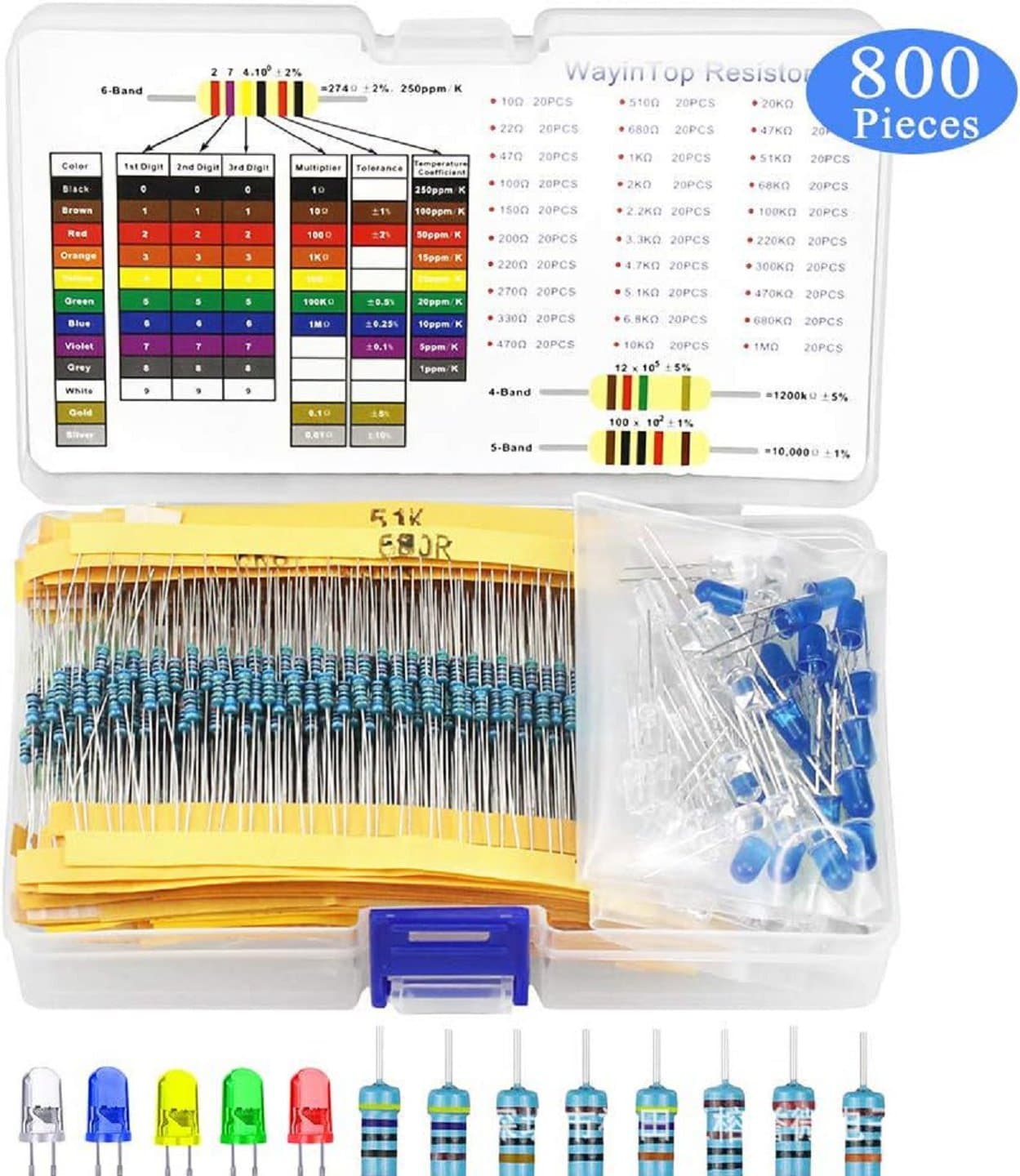 800pcs Resistor kit +5MM LED — image 1
