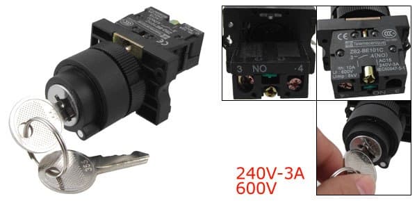 2 Position Rotary Key Lock Selector Switch — image 1