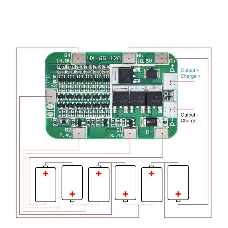 BMS Carte de protection HX-6S-12A  — image 1