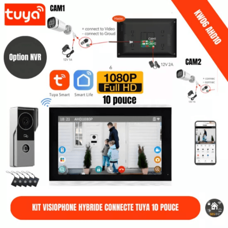 Sonnette videophone Tuya avec moniteur 7Inch intelligent et contrôle d'accès aux portes avec option NVR  KW06-AHD7-2C Silver — image 1