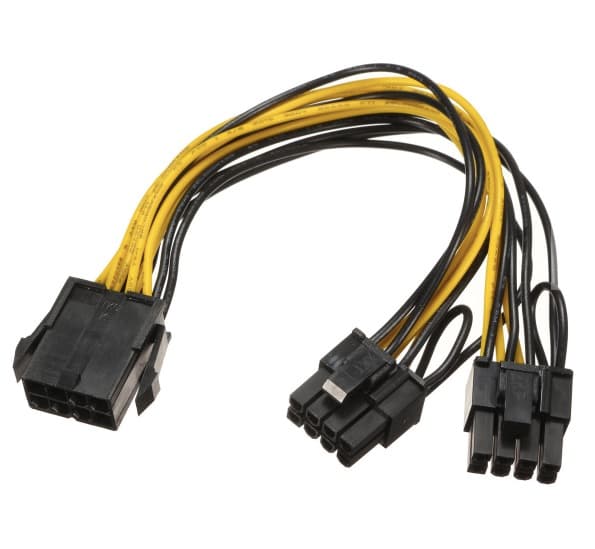 8-pin to 2x 6+2-pin 18AWG 20CM PCI-E Power Splitter Cable  — image 1