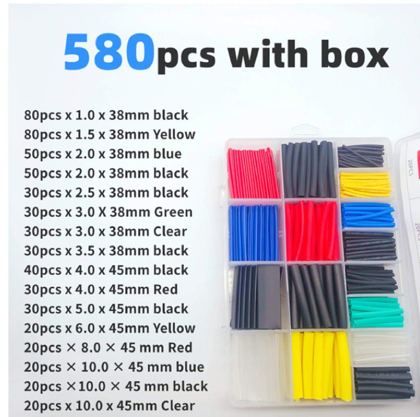580pcs/lot Heat Shrink Tubing set  — image 1