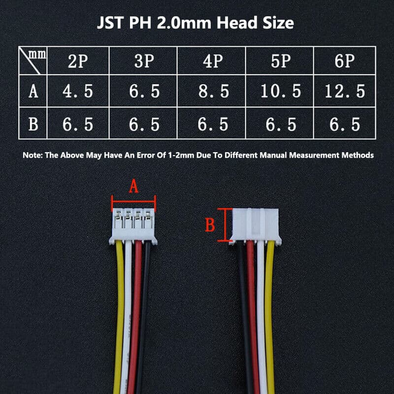 PH 2.0 Pitch 2.0mm JST Cable male 20cm 4pin — image 1