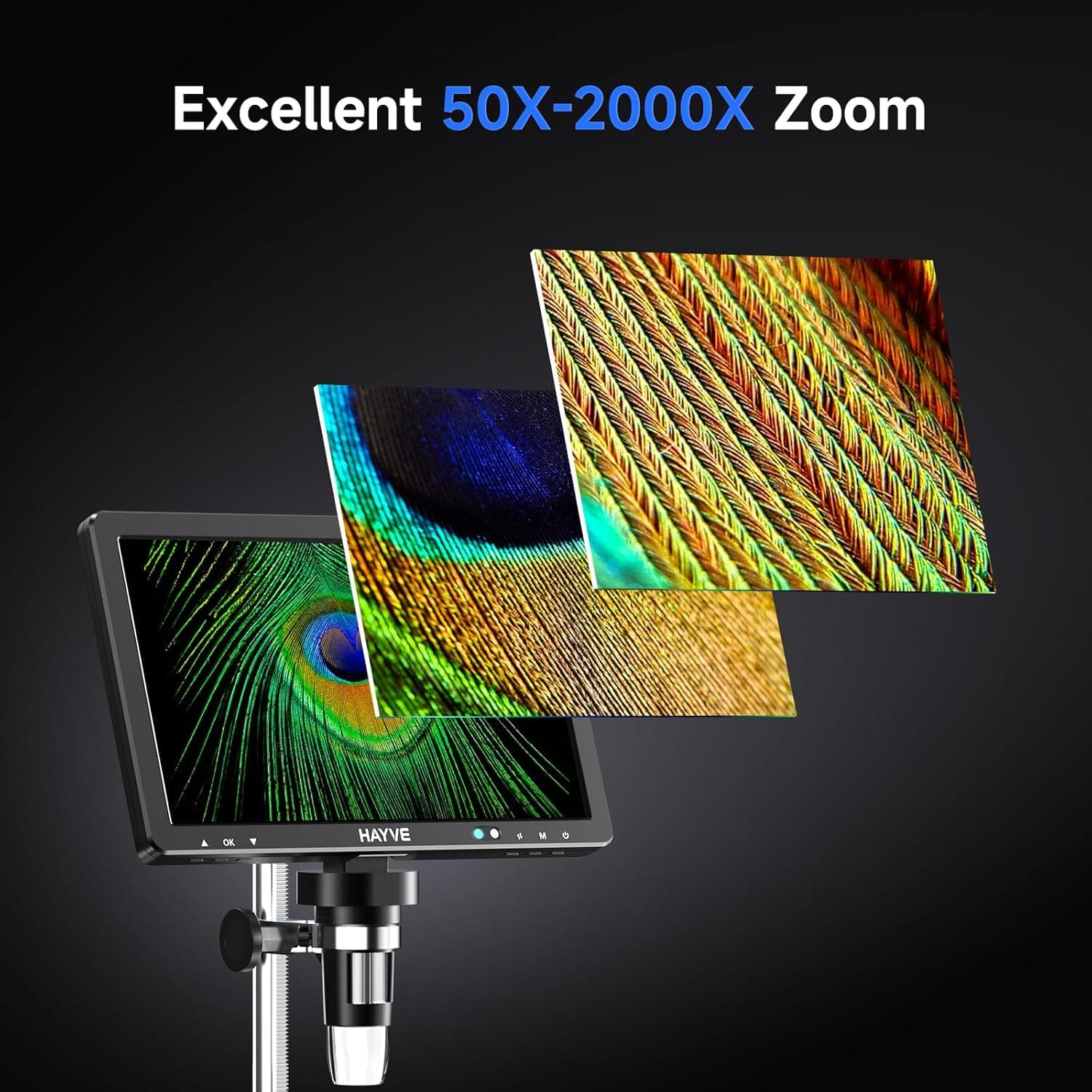 DM12 10.1'' HDMI Microscope Numérique, 2000X Coin Microscope avec Écran IPS, 20MP  — image 1