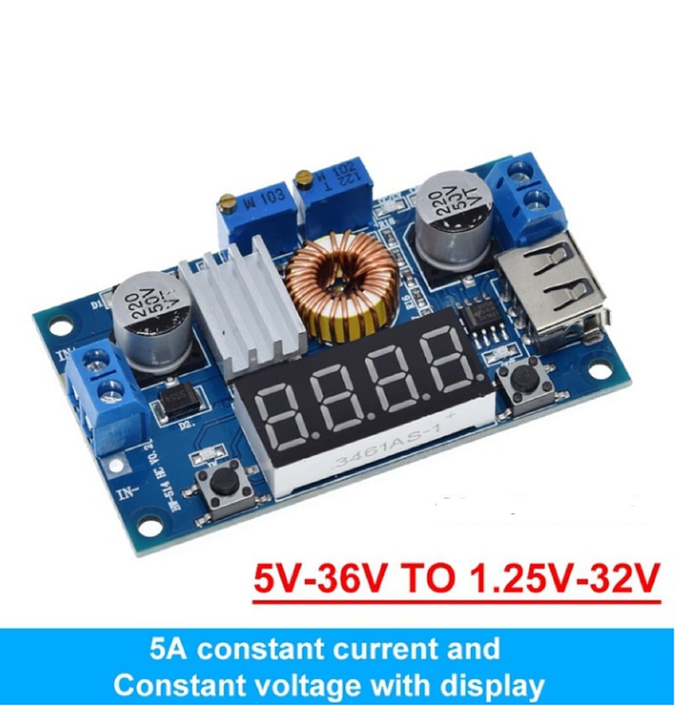 Alimentation réglable abaisseur 5A XL4015 DC-DC 5-36V à 1.25-32V avec voltmètre USB — image 1