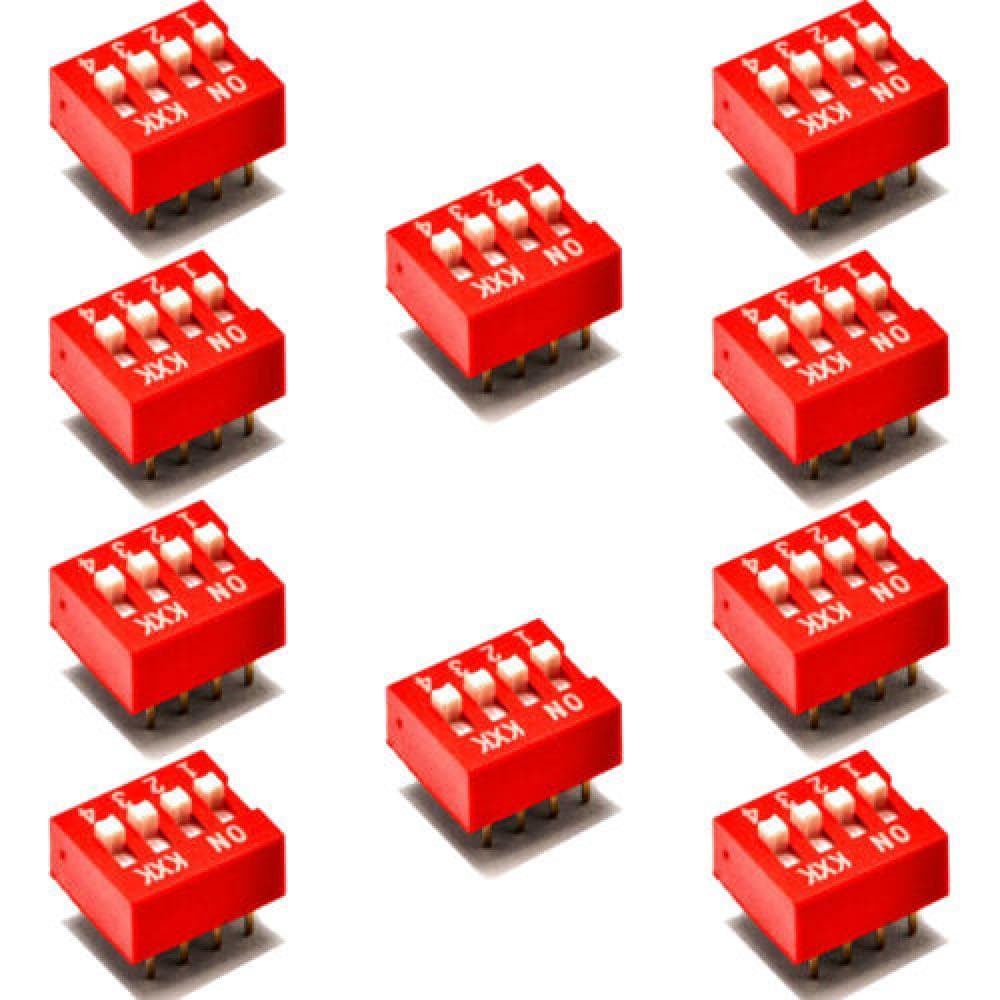 2.54mm 4Positions 8Pin Red DIP Switch — image 1